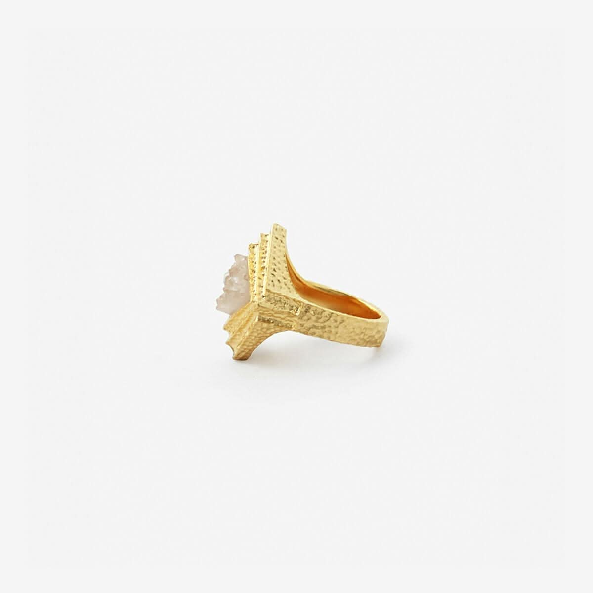 White Druzy Origami Midi Ring